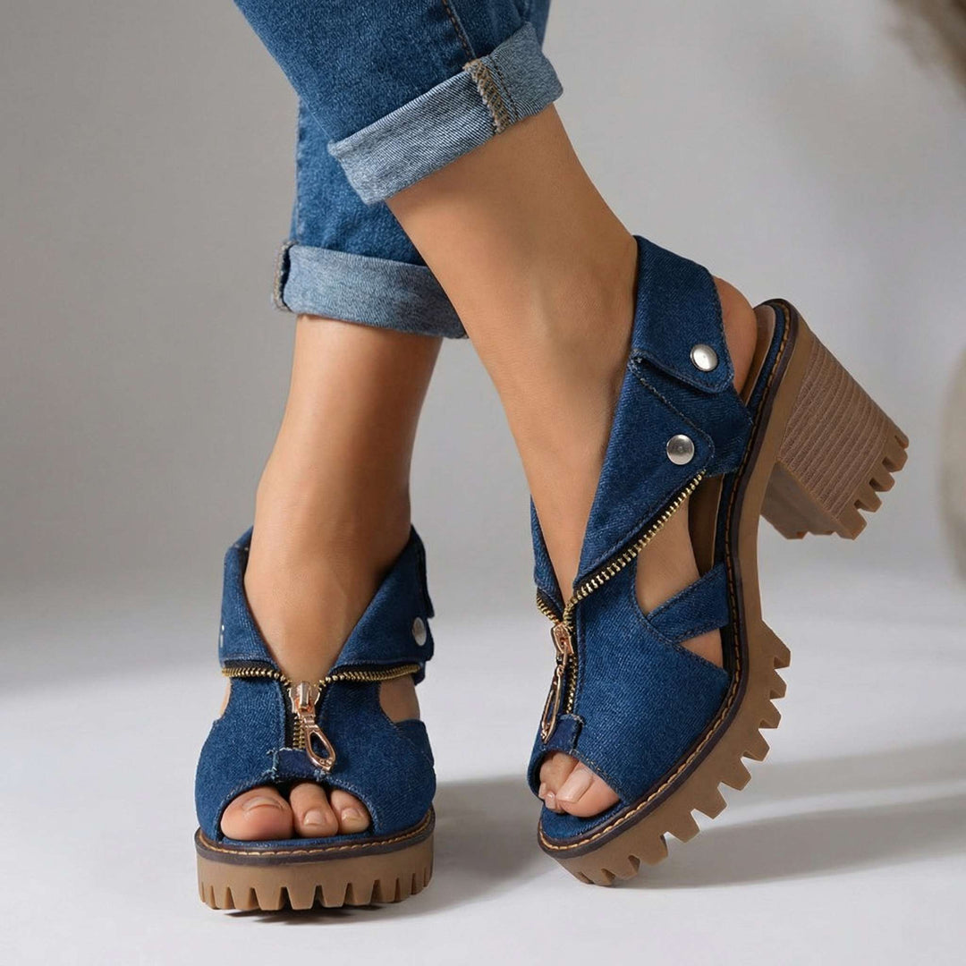 Larissa Collar-Zip Heels