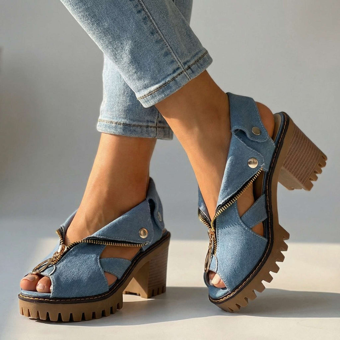 Larissa Collar-Zip Heels