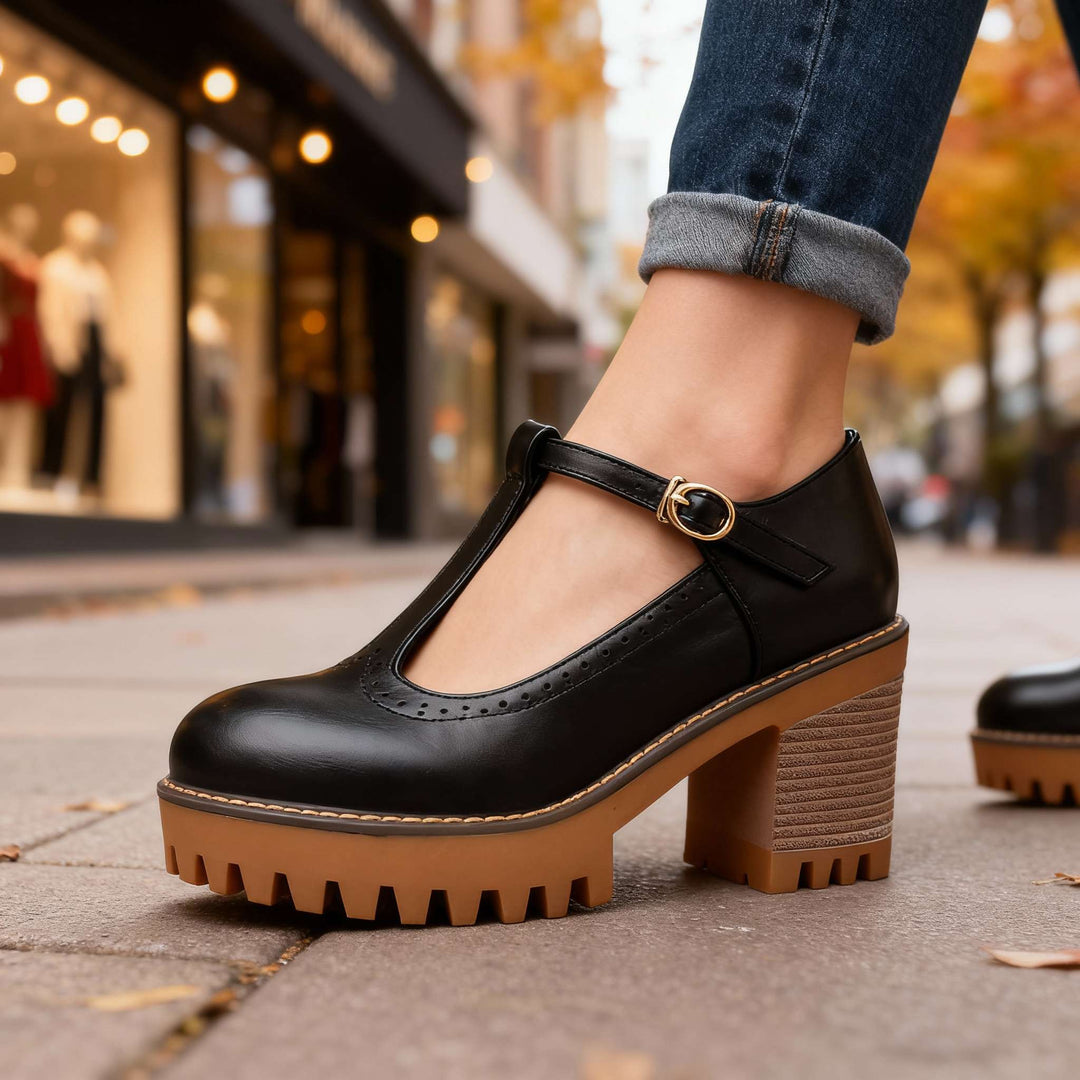 Chunky T-Strap Mary Jane Heels