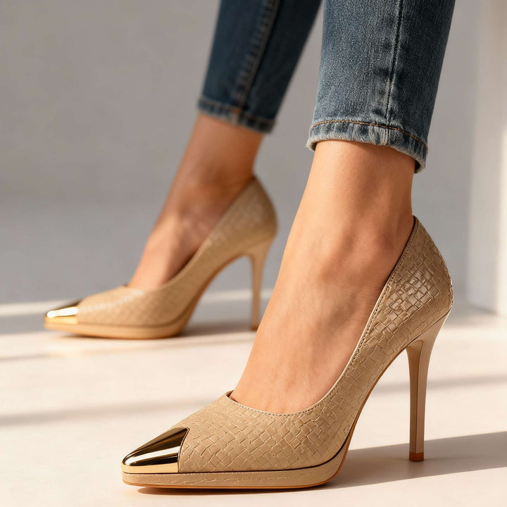 Charlize Gold Tip Heels