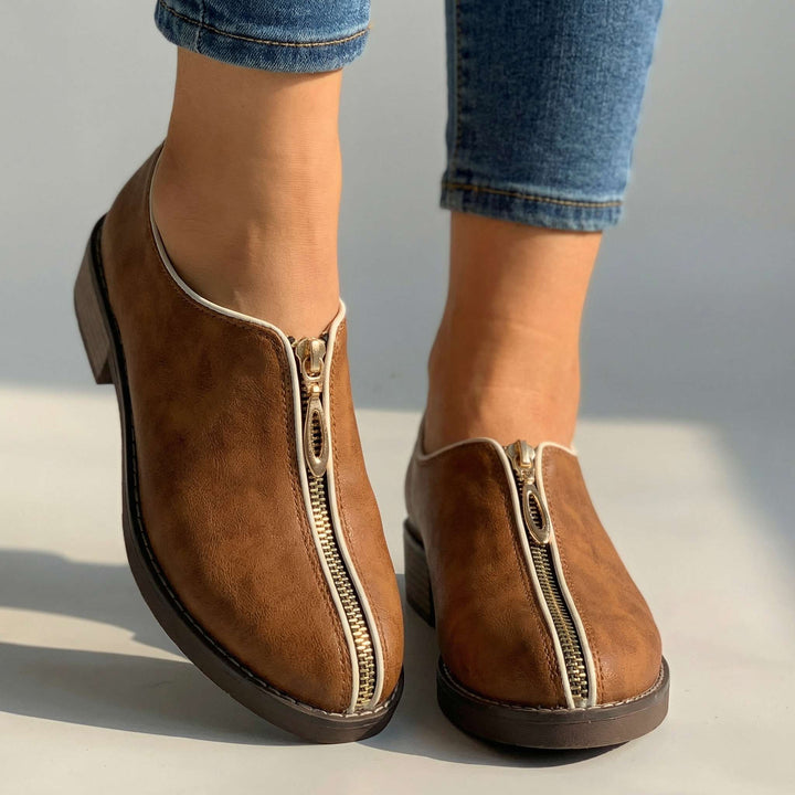 Larissa Low-Heel Zipper Shoes