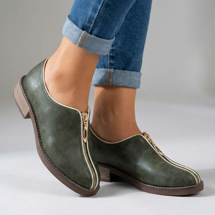 Larissa Low-Heel Zipper Shoes