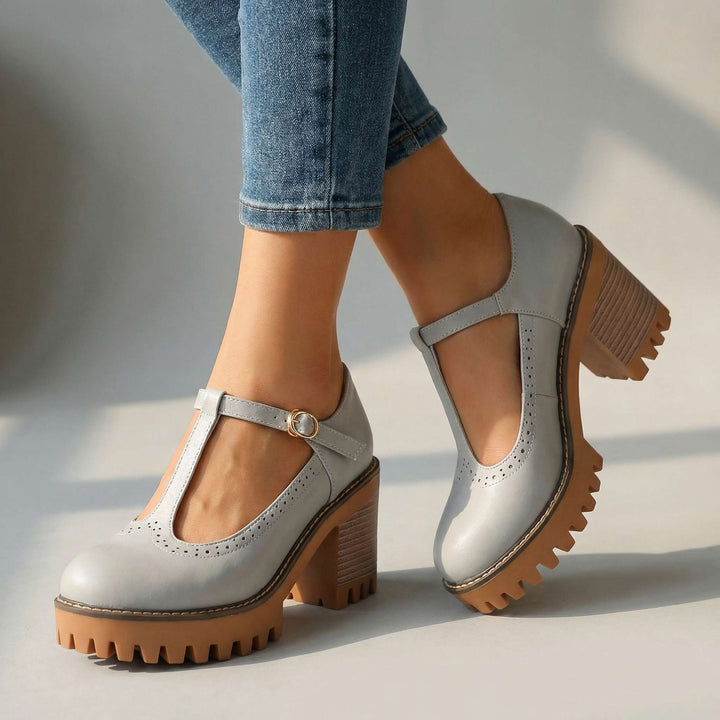 Jasmine Chunky T-Strap Mary Jane Heels