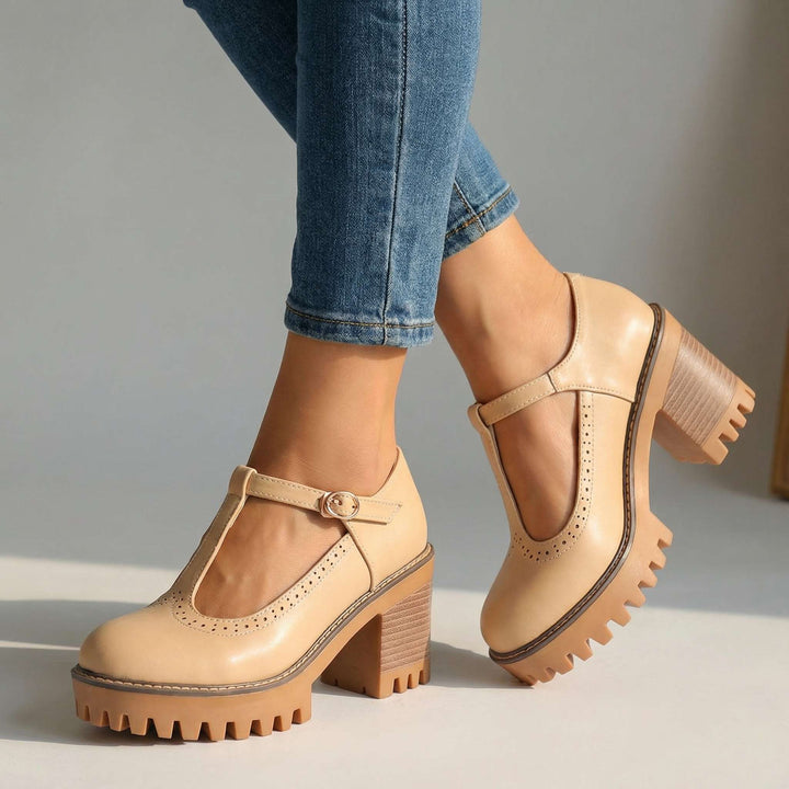 Jasmine Chunky T-Strap Mary Jane Heels