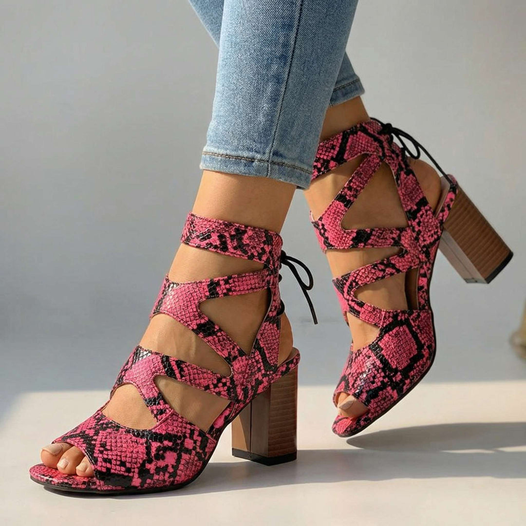 Amanda Lace-up Block Heel Sandal