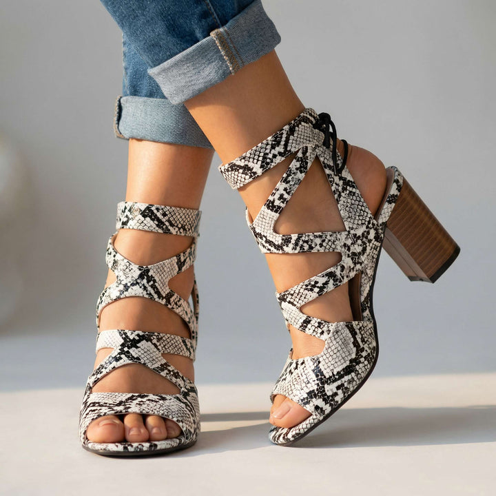Amanda Lace-up Block Heel Sandal