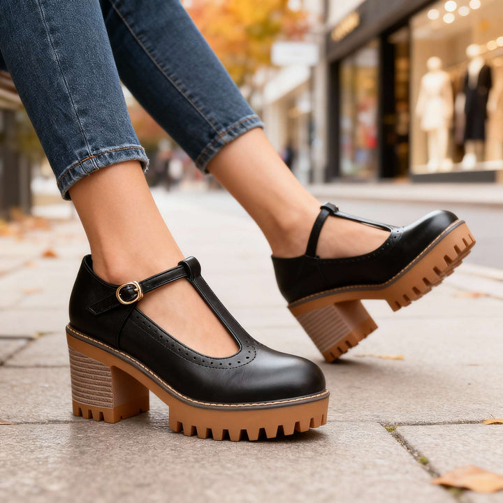 Chunky T-Strap Mary Jane Heels
