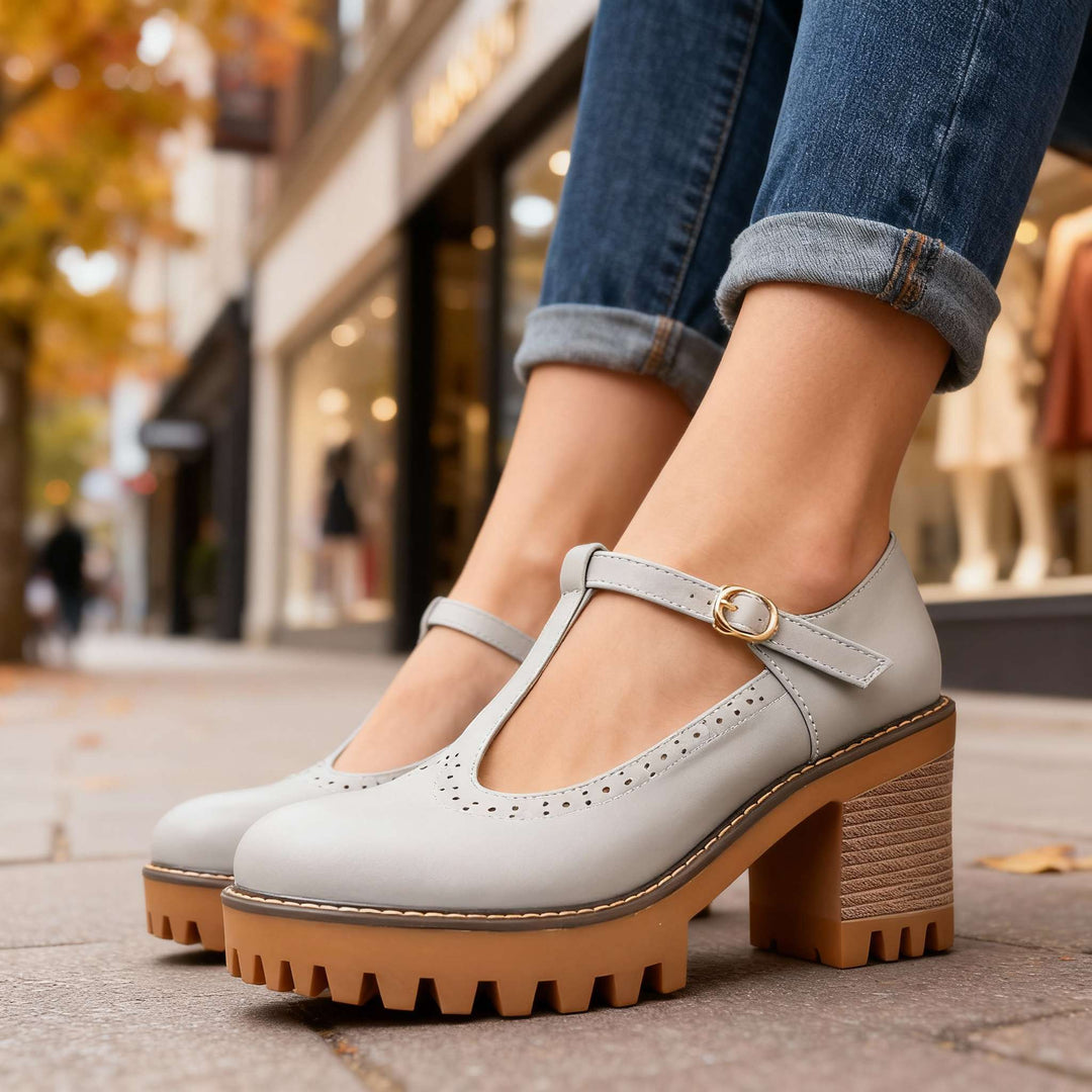 Chunky T-Strap Mary Jane Heels