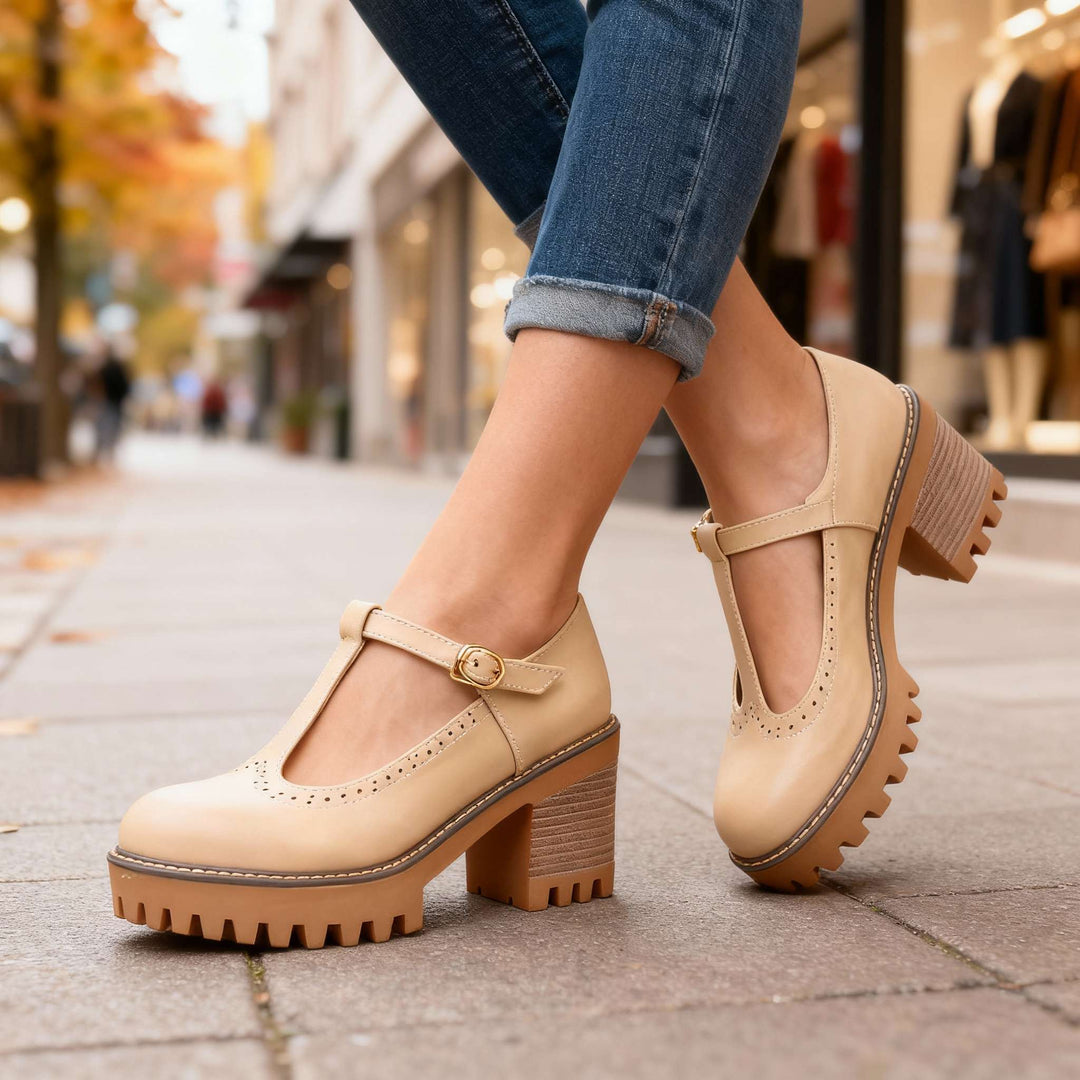 Chunky T-Strap Mary Jane Heels