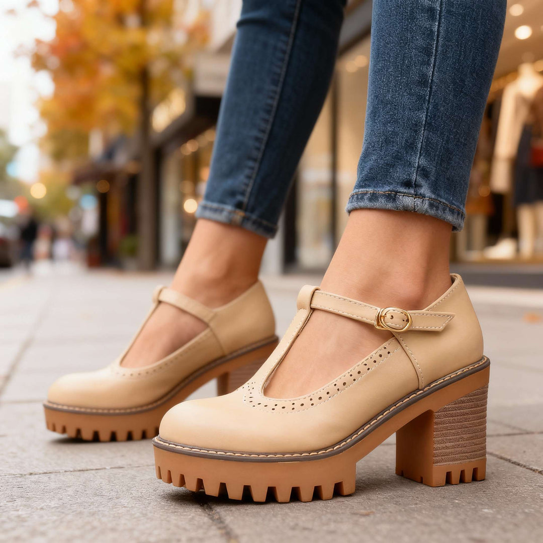 Chunky T-Strap Mary Jane Heels