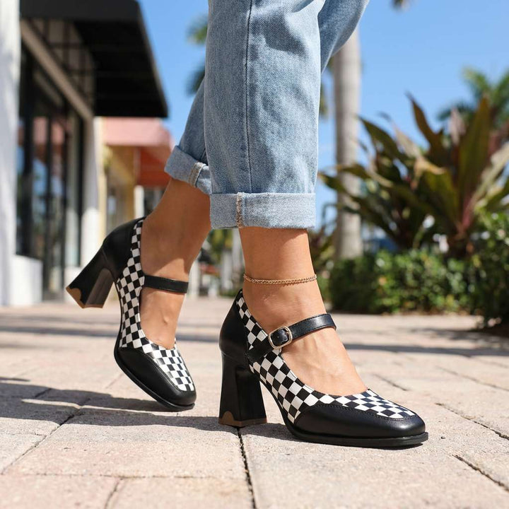 Martha Checkered Mary Jane Pumps