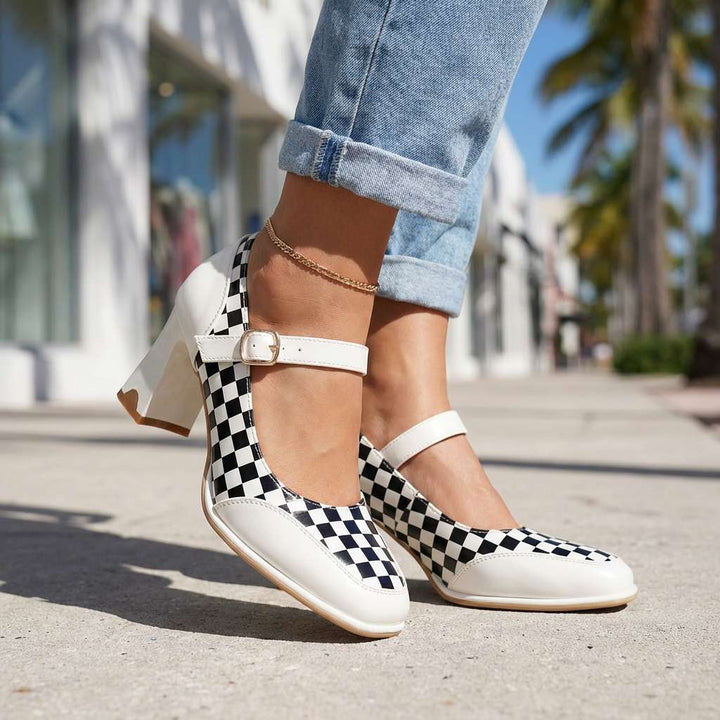 Martha Checkered Mary Jane Pumps