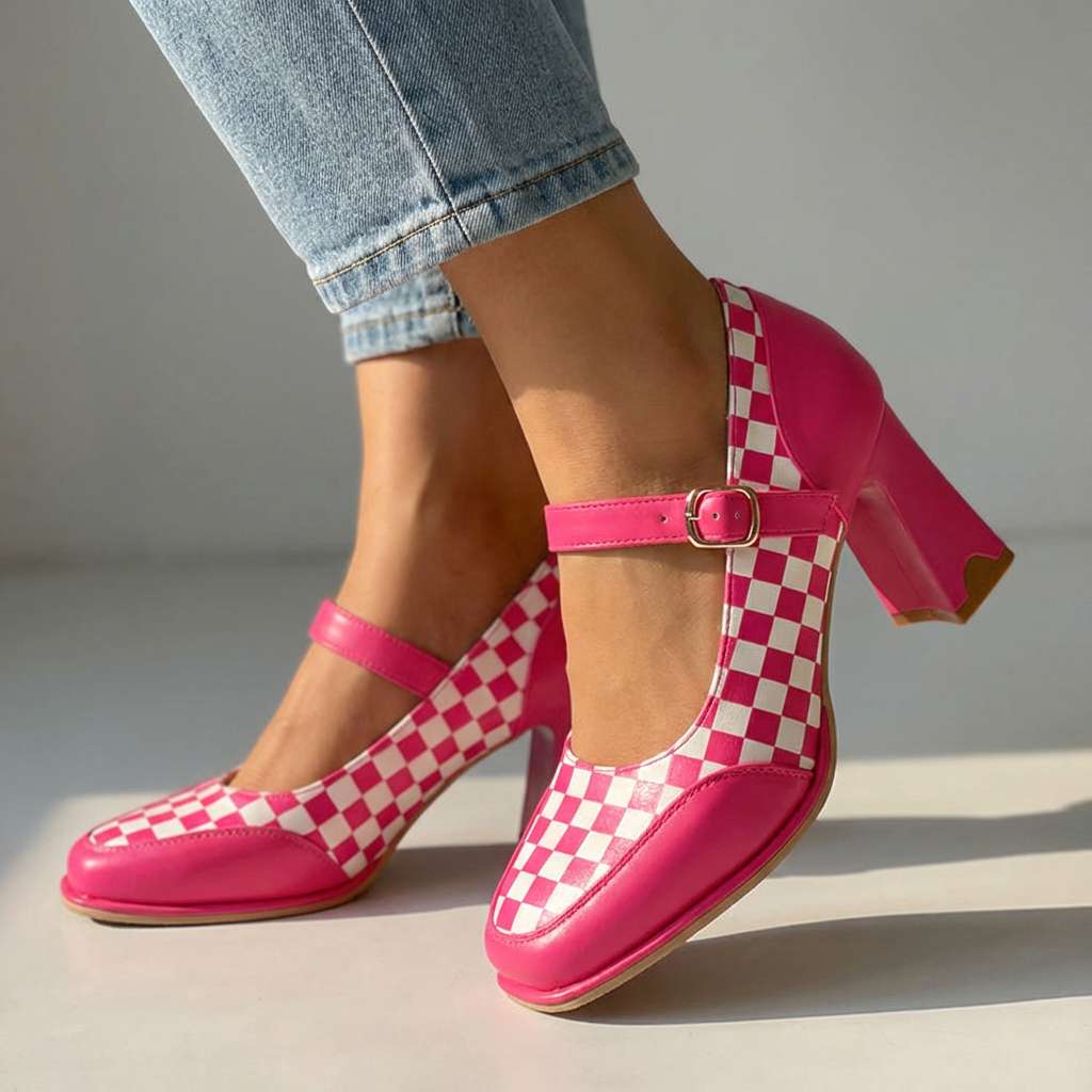 Martha Checkered Mary Jane Pumps