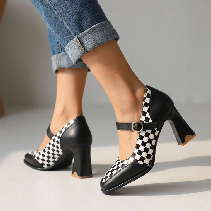 Martha Checkered Mary Jane Pumps