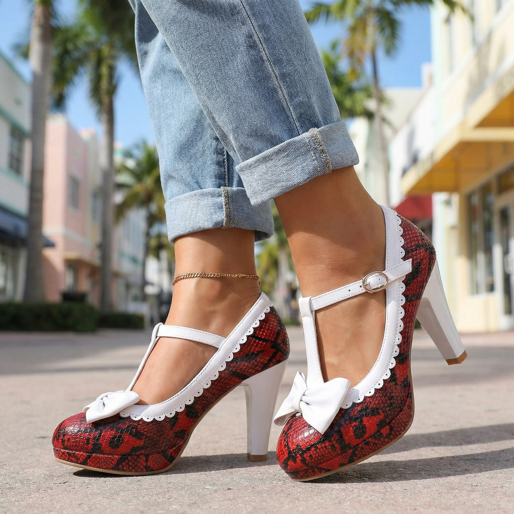 Eliza Bow T-Strap Pumps