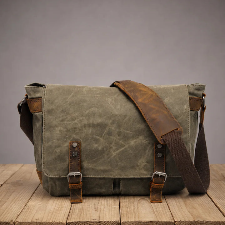 Halifax Canvas Messenger Bag - Color:Green