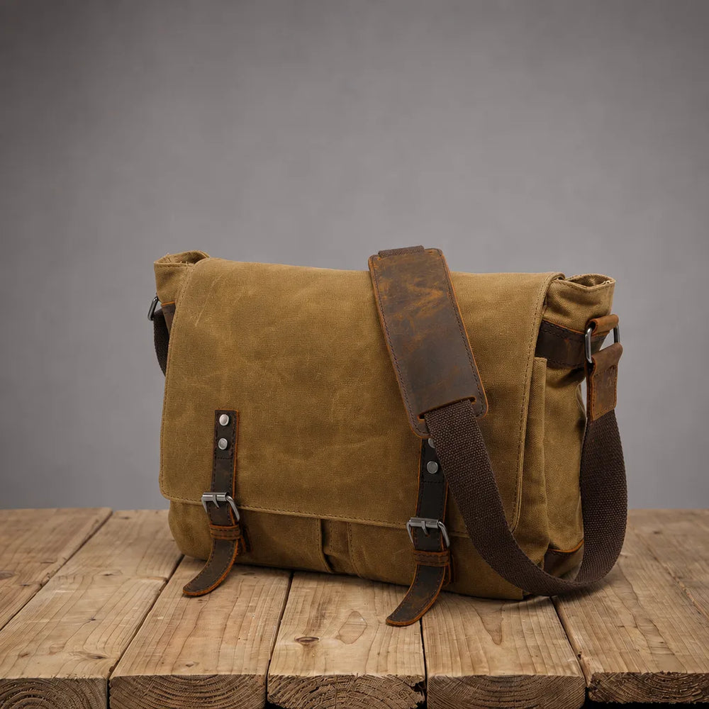 Men's Beige Halifax Canvas Messenger Bag