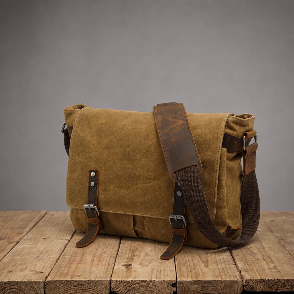 Men's Beige Halifax Canvas Messenger Bag