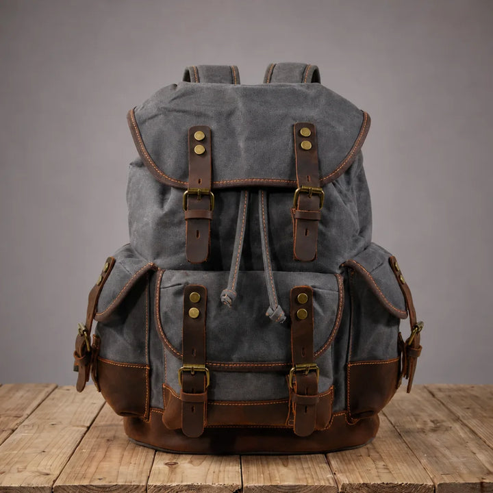 Leon Canvas Hiking Backpack - Color:Gray