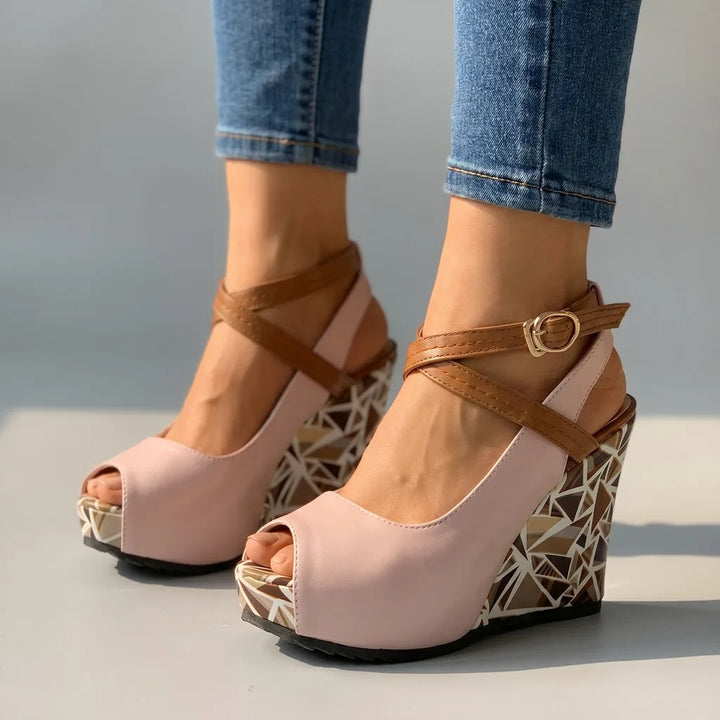 Mayla Wedge Sandals - Color:Pink;Size:35