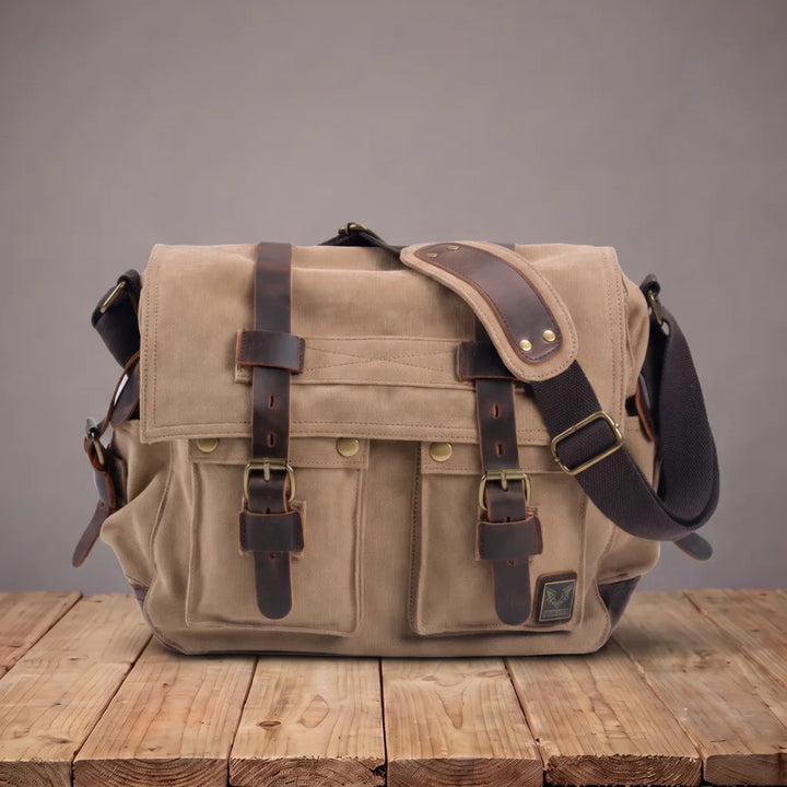 Middleton Canvas Messenger Bag - Color:Beige