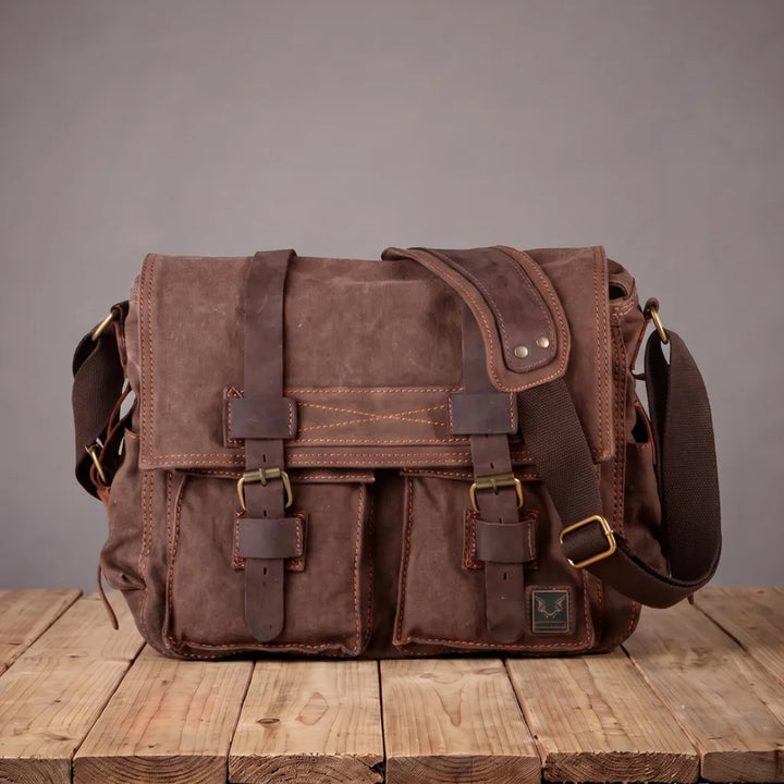 Middleton Canvas Messenger Bag - Color:Brown