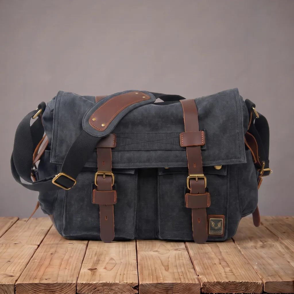 Middleton Canvas Messenger Bag - Color:Dark Gray