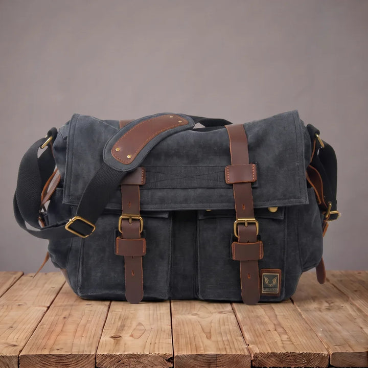Middleton Canvas Messenger Bag - Color:Dark Gray
