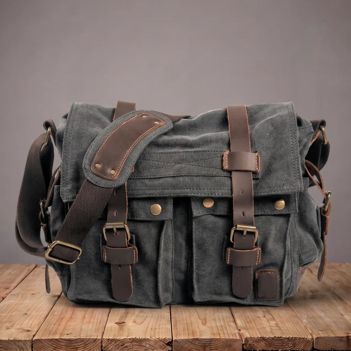 Middleton Canvas Messenger Bag - Color:Gray