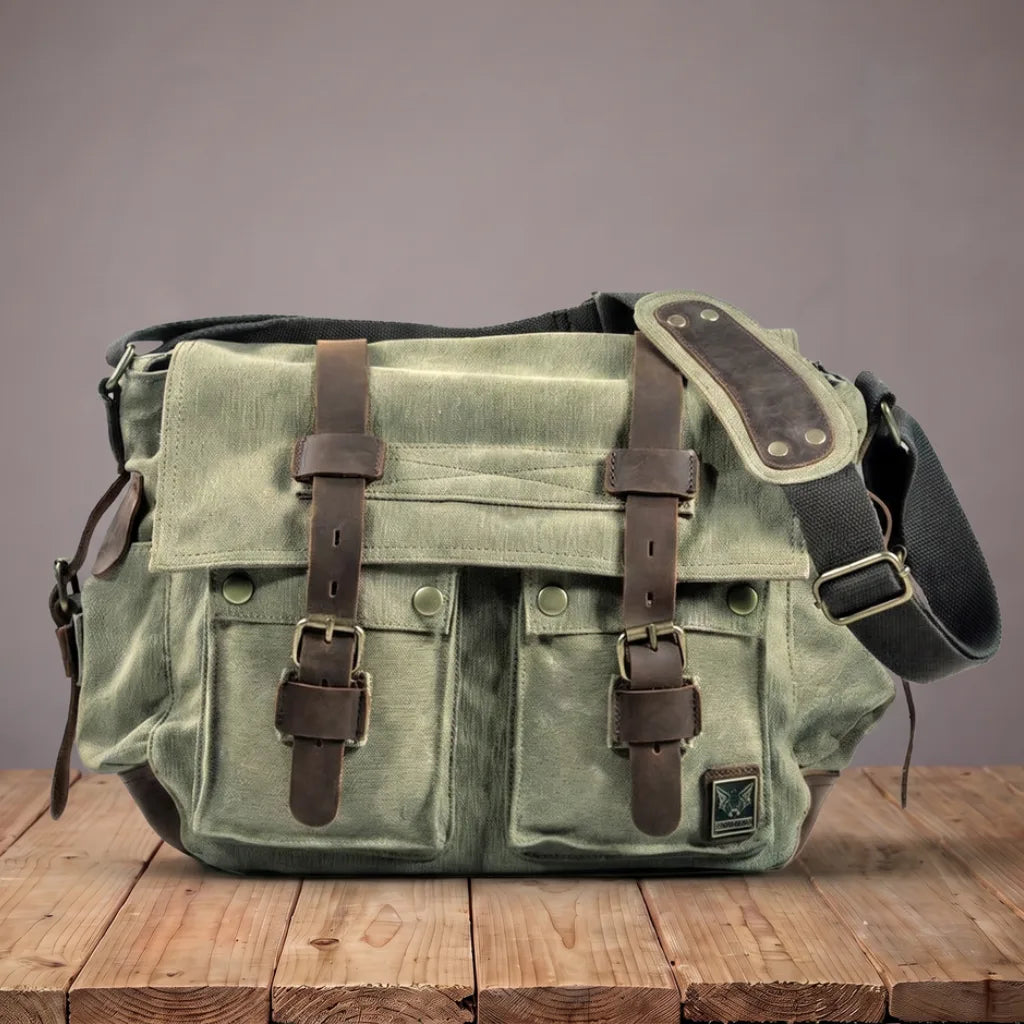 Middleton Canvas Messenger Bag - Color:Green