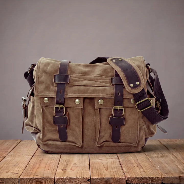 Middleton Canvas Messenger Bag - Color:Light Brown