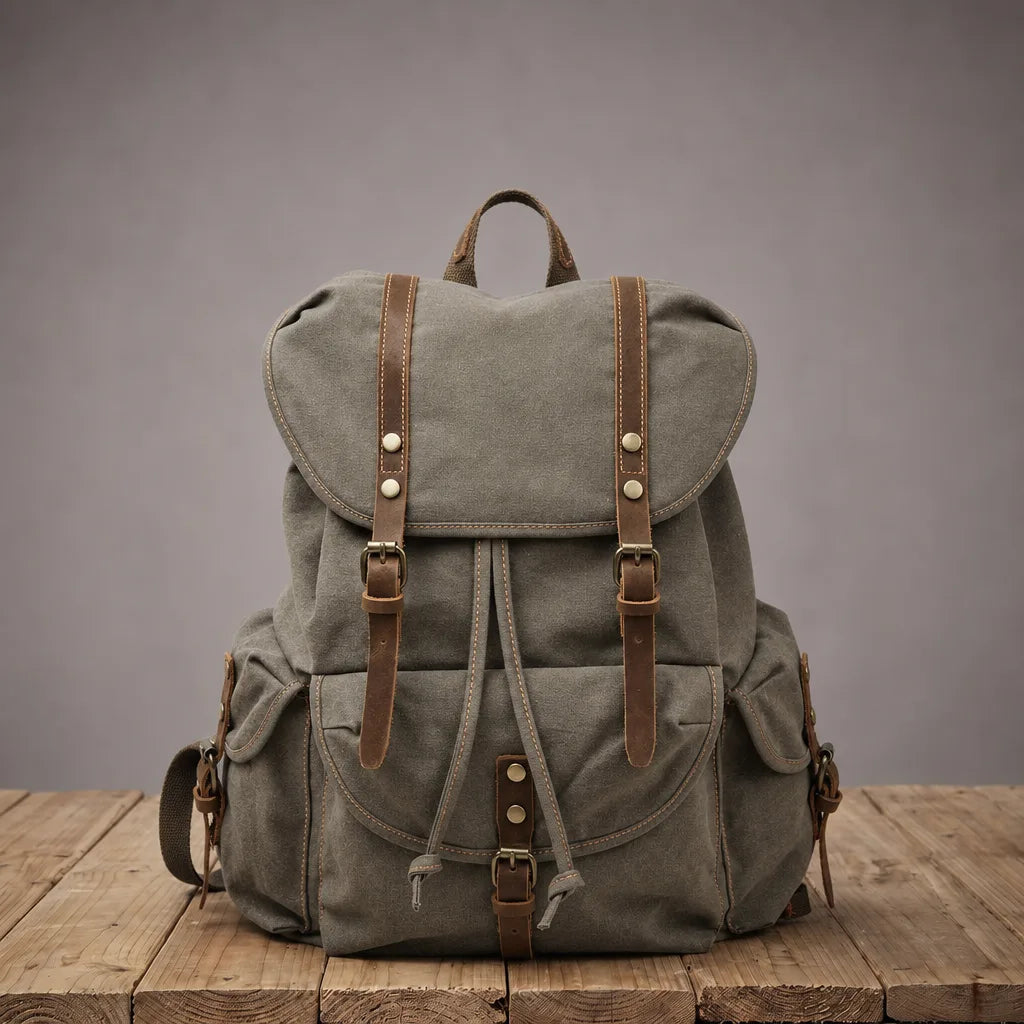 Nora Large Canvas Backpack - Color:Gray