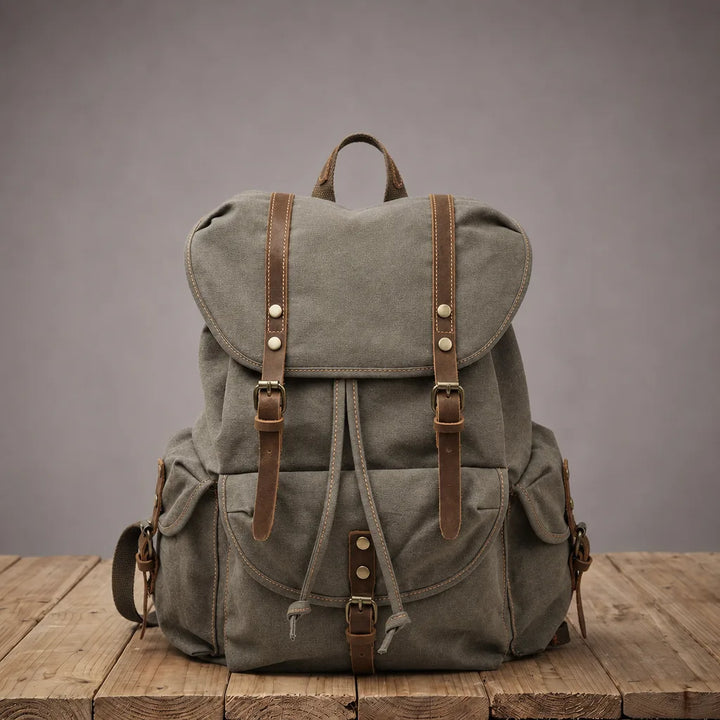 Nora Large Canvas Backpack - Color:Gray
