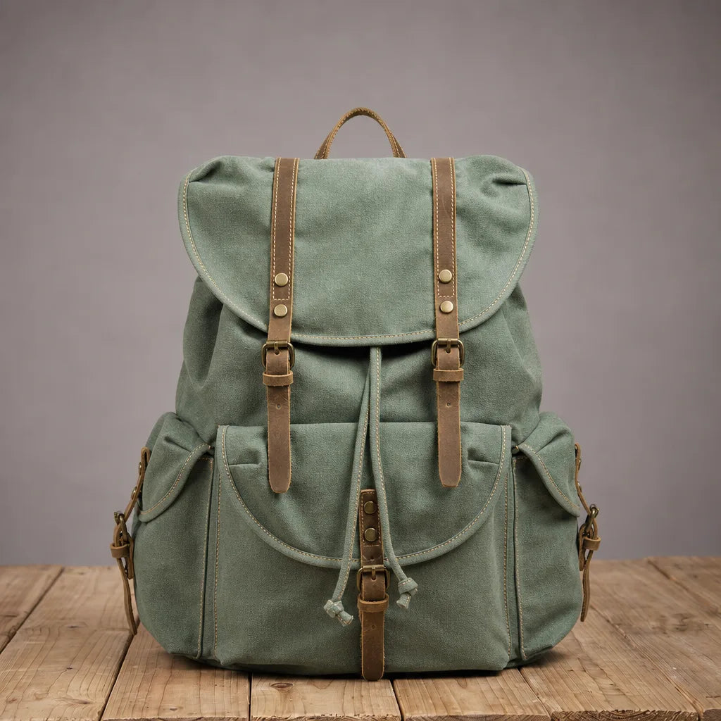 Nora Large Canvas Backpack - Color:Green