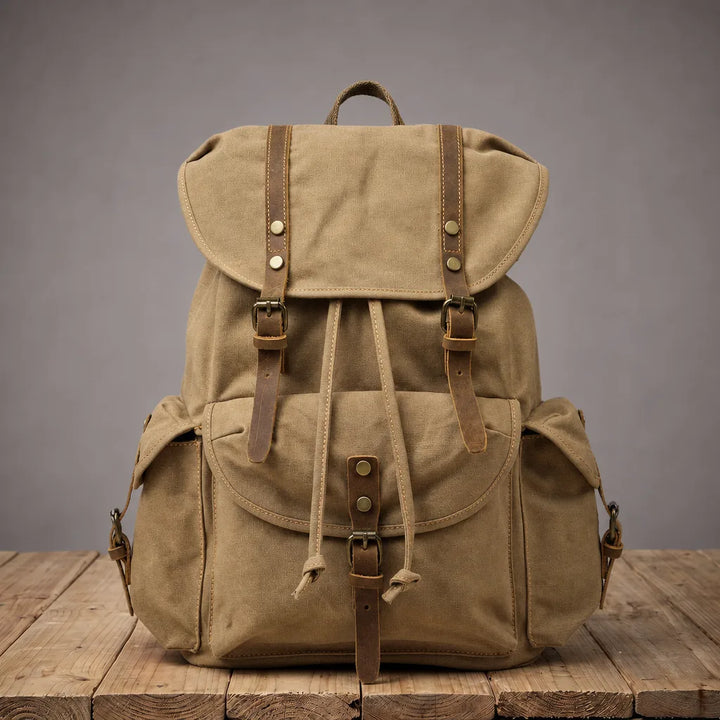 Nora Large Canvas Backpack - Color:Khaki