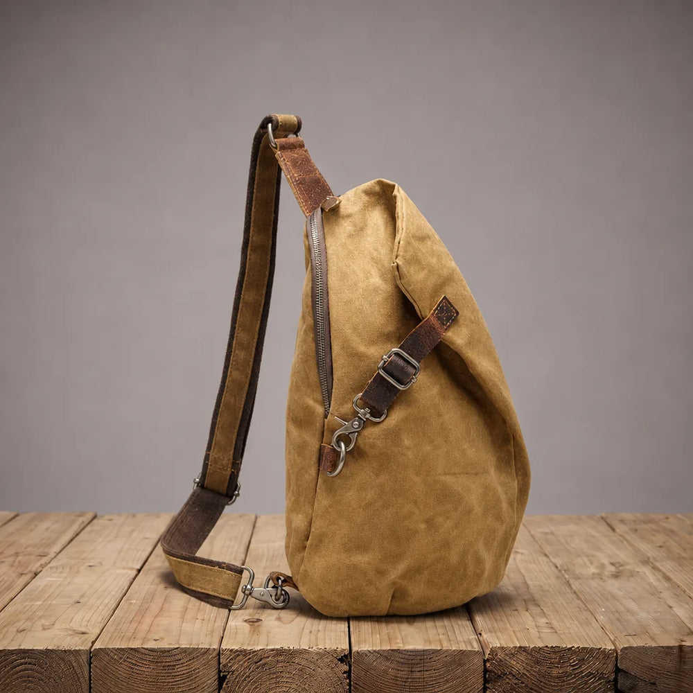 Men's Beige Paxton Canvas Sling Backpack