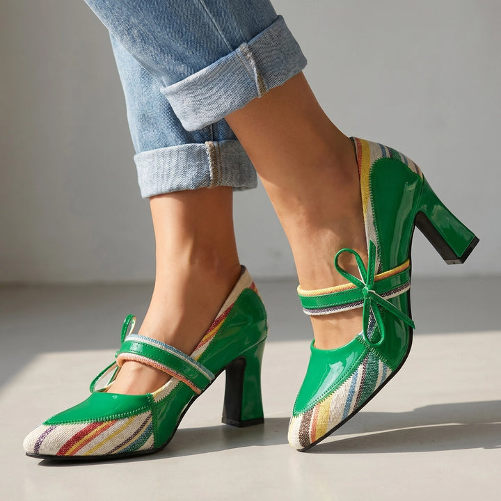 Sienna Miller Block Heels - Color:Green;Size:36