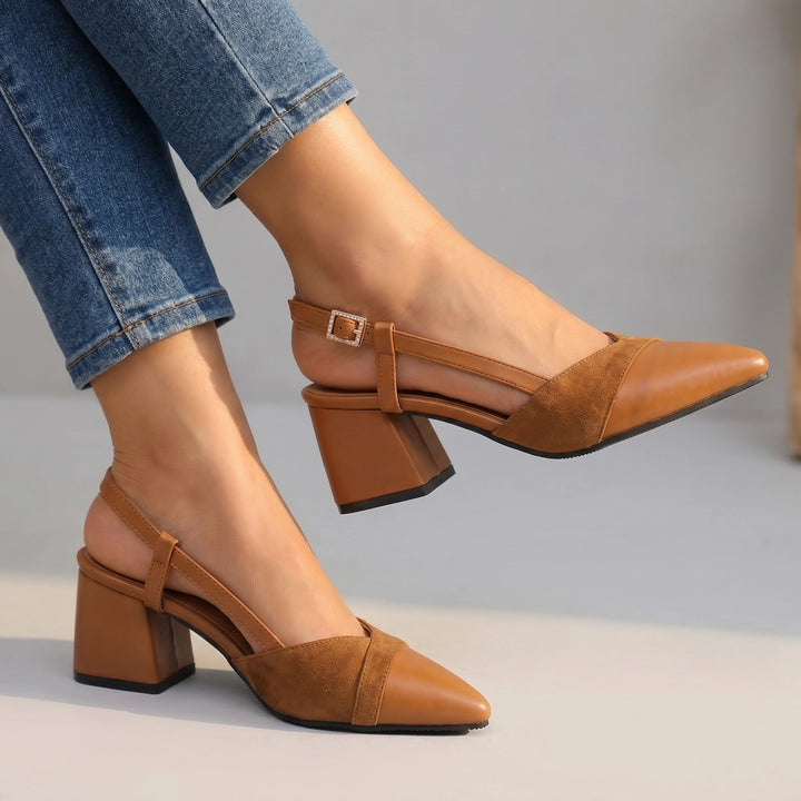 Sienna Pointed Slingback Heels - Color:Yellow;Size:35