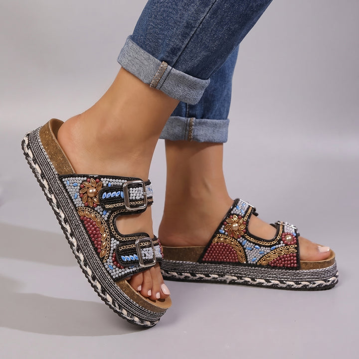 Sienna Rhodes Embellished Sandals - Color:Black;Size:38