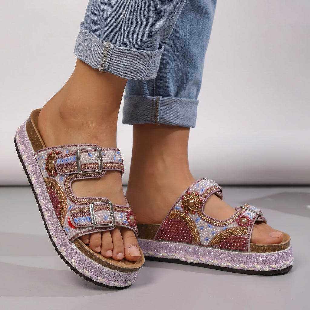 Sienna Rhodes Embellished Sandals - Color:Violet;Size:38