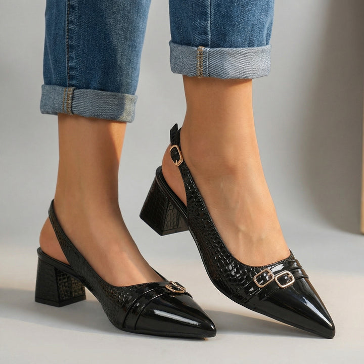 Valentina Two-Tone Court Heels - Color:Black;Size:35,
