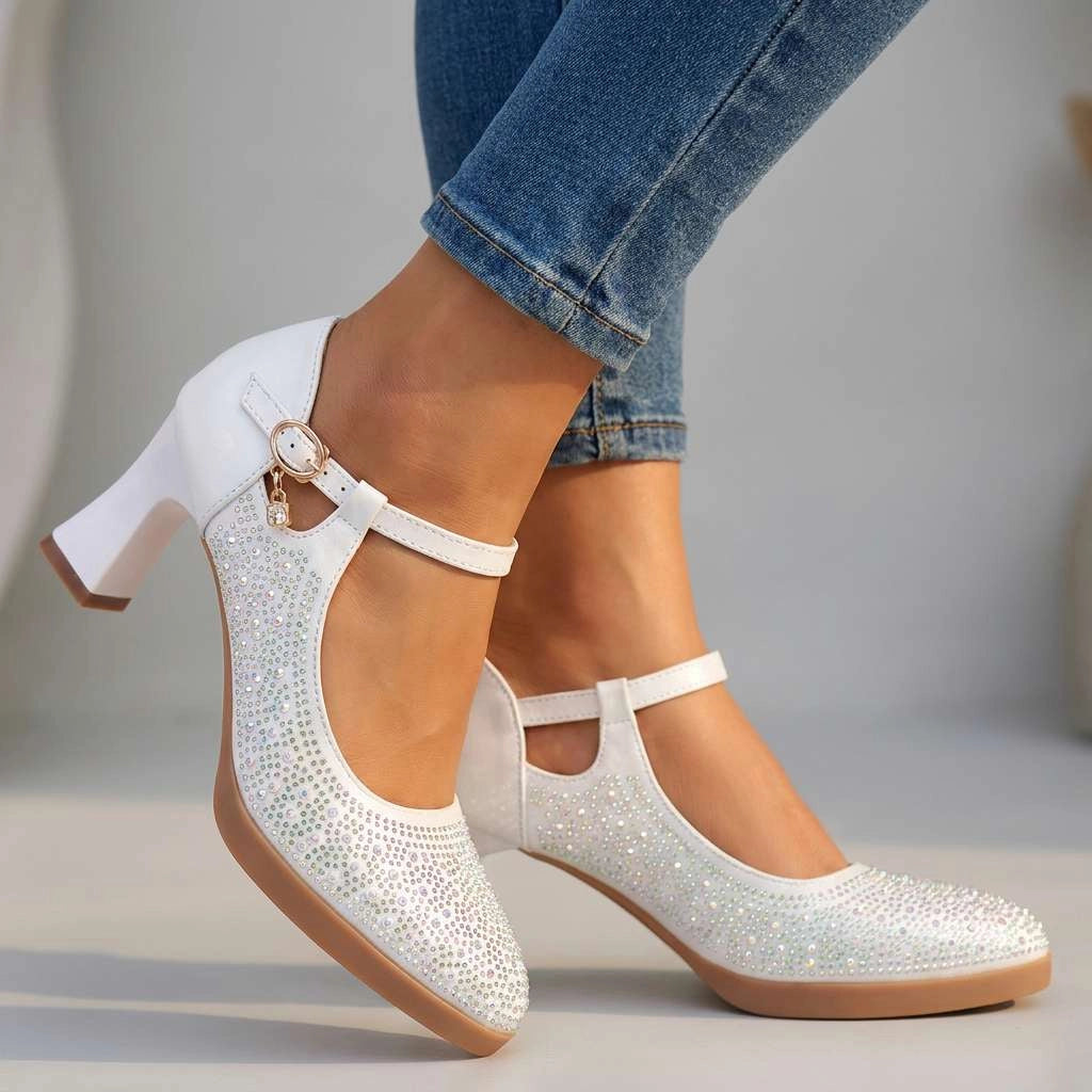Amelie Crystal Heels - Color:White;Size:35